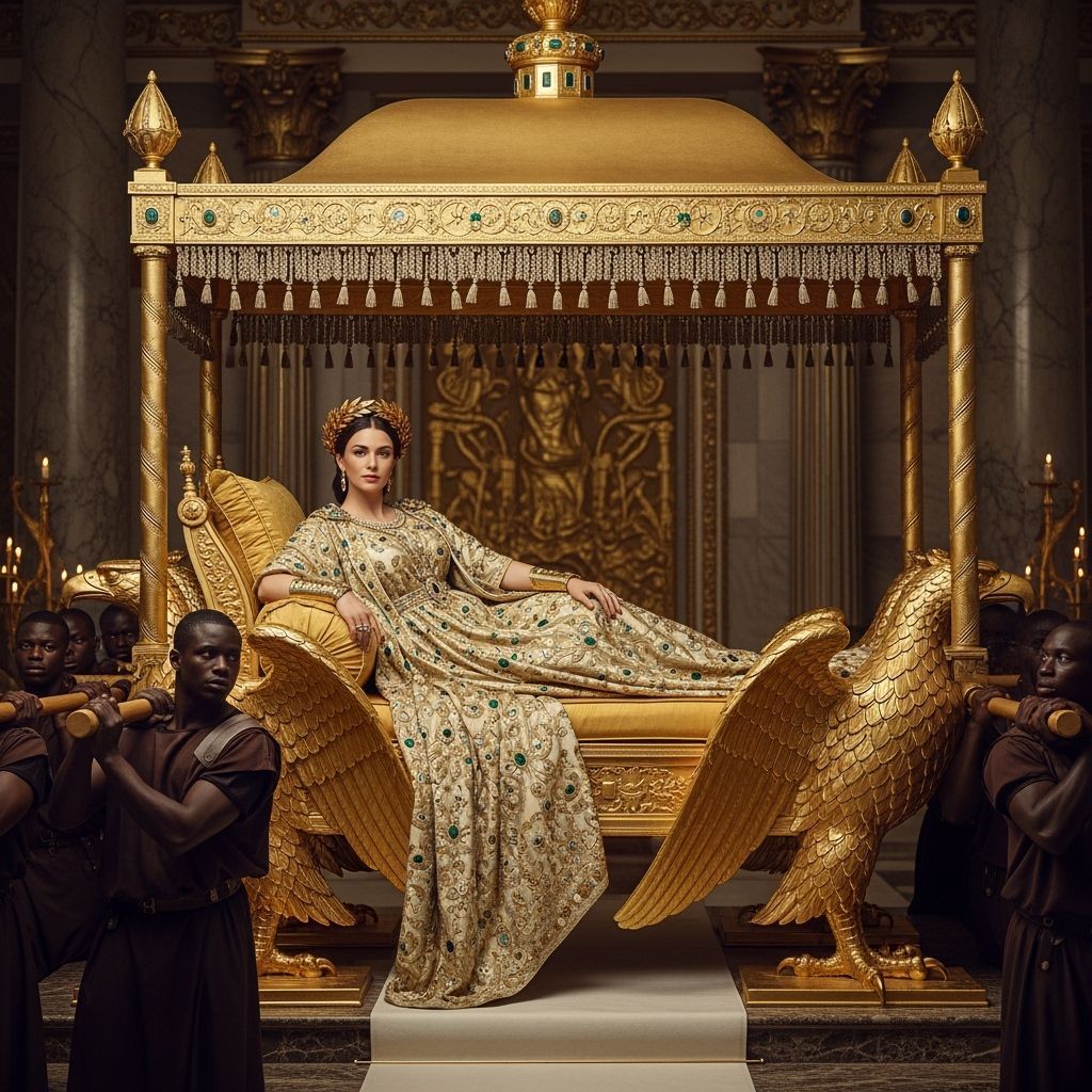 Roman Empress on Golden Litter, Baroque Style
