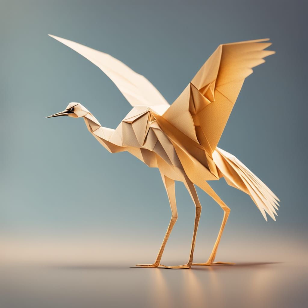 Dollar Bill Origami Crane in Warm Golden Light