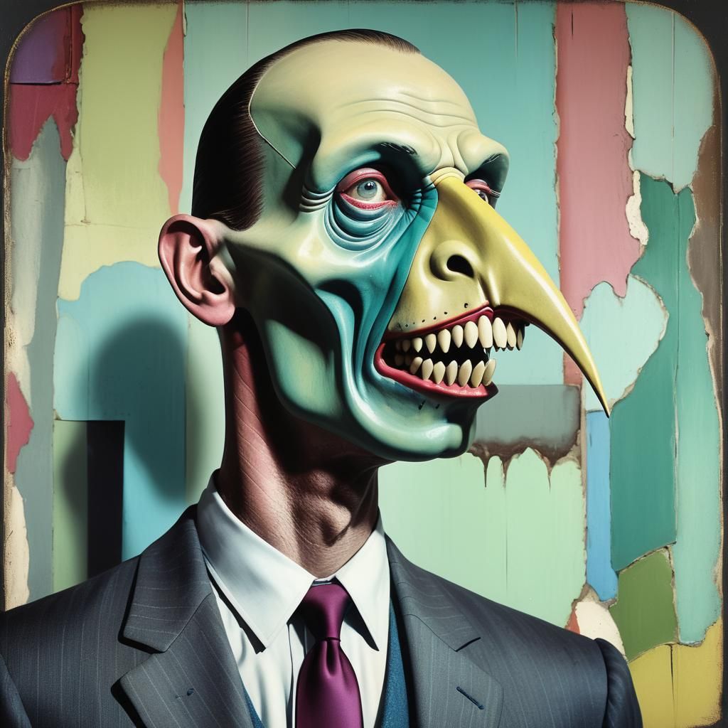 Surreal Vintage Photo of a Thin Man in Decay