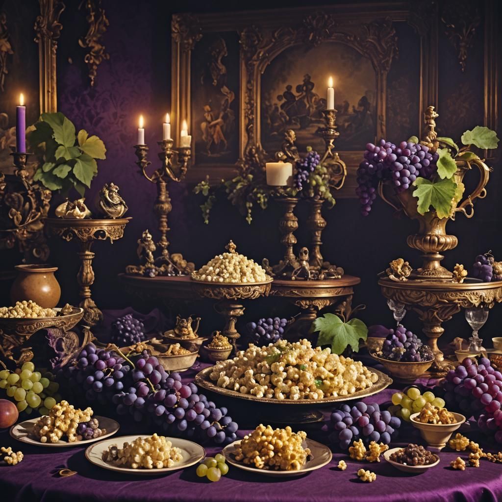Baroque Banquet Still Life in Golden Tones