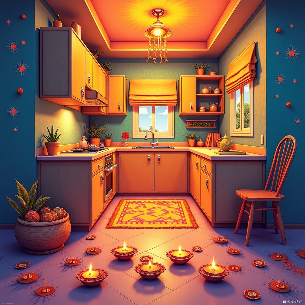 Detailed Home Furnishings Poster in Fantasy Art Style