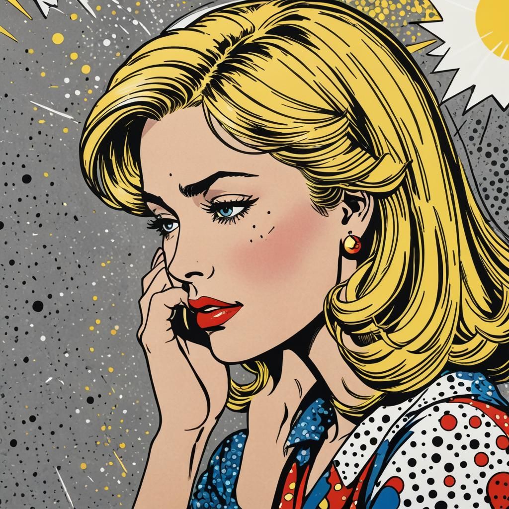 Crying Blonde in Pop Art Comic Style