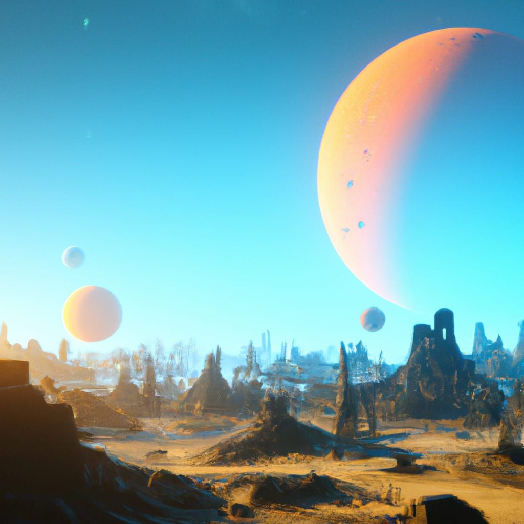 Exoplanet Sunset with Contrasting Colors: Digital Art