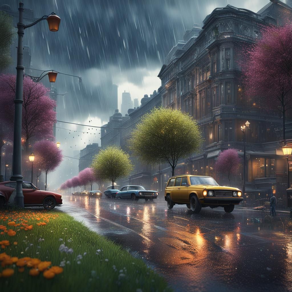 Rainy Day Poster: Matte Painting, Deep Color