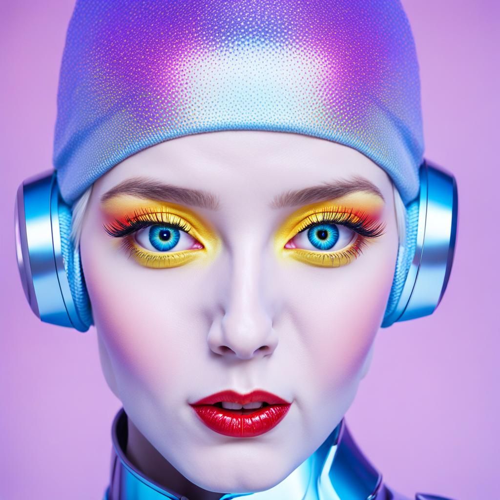 Futuristic Robot Portrait with Striking Blue Eyes