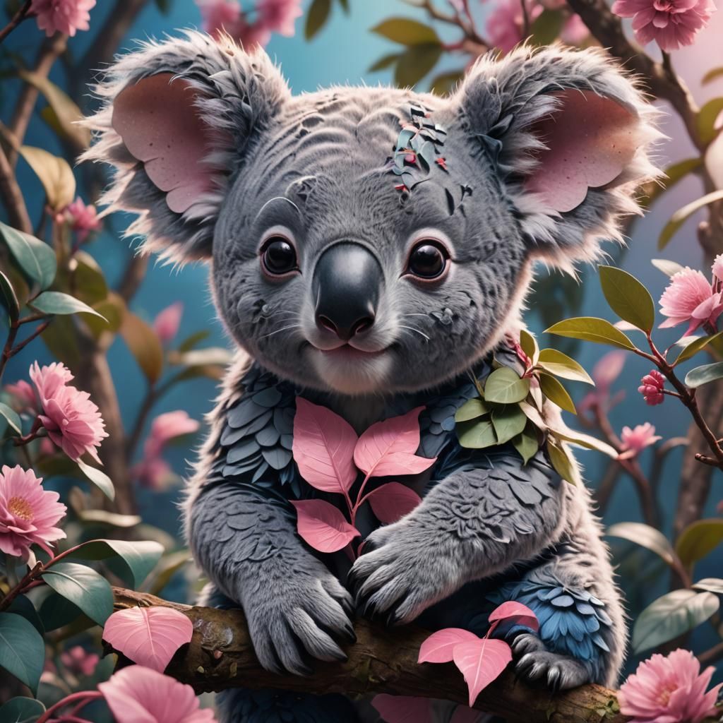 Cute Chibi Koala Close-Up: Matte Painting