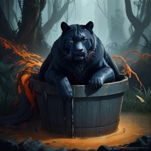 Panther in Paint Bucket: Fantasy Concept Art