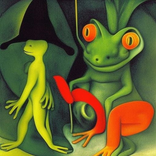 Surreal Frog Inspired by Bosch and Macke