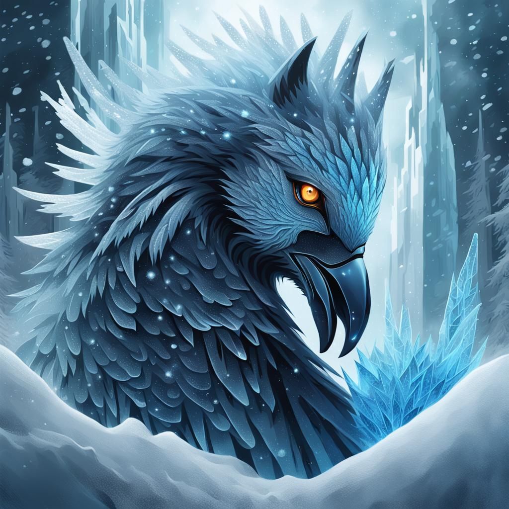 "This striking digital image showcases a mystical creature, ...