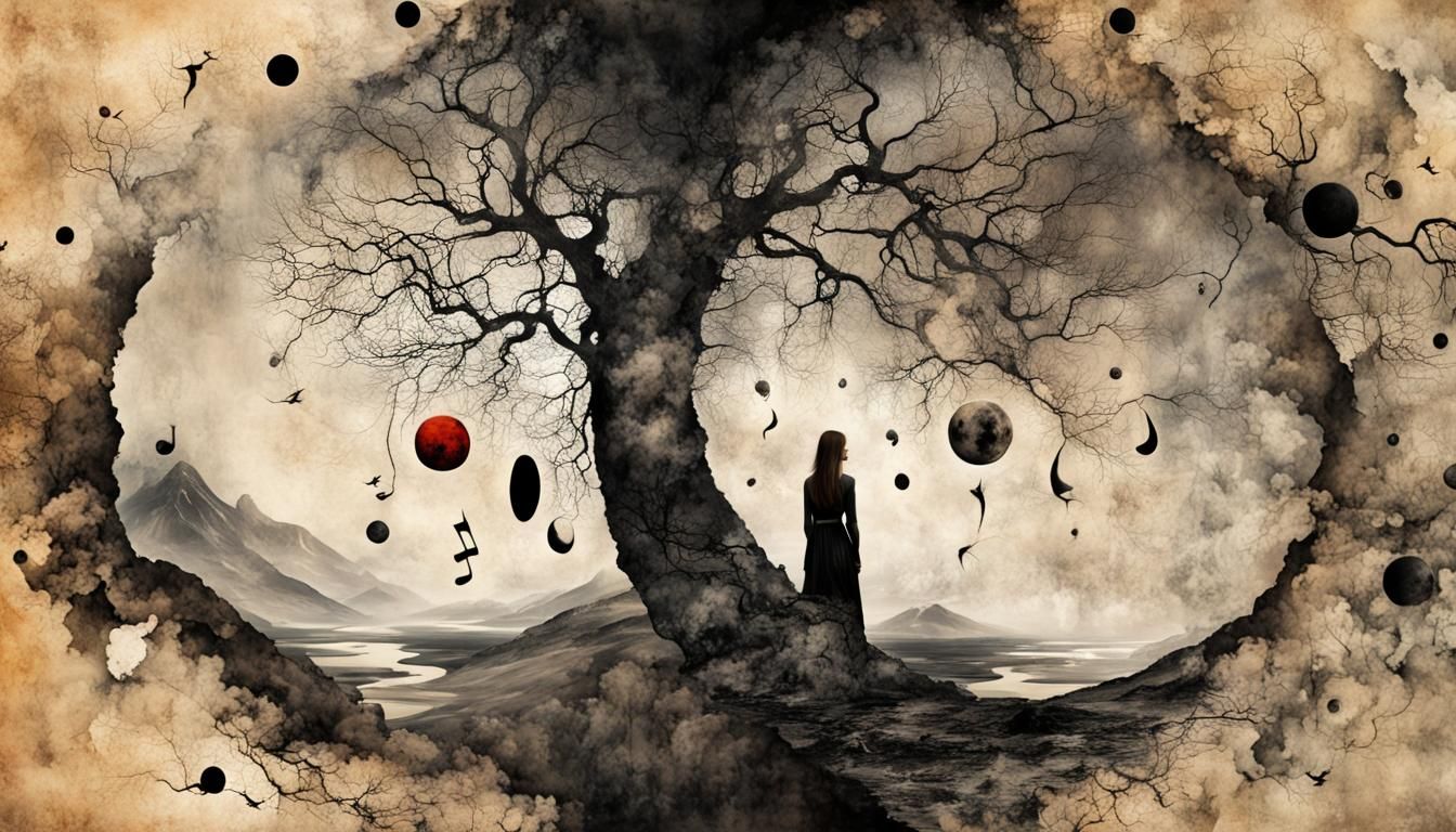 Surreal Portrait: Northern Wind Lady in Abstract Expressioni...