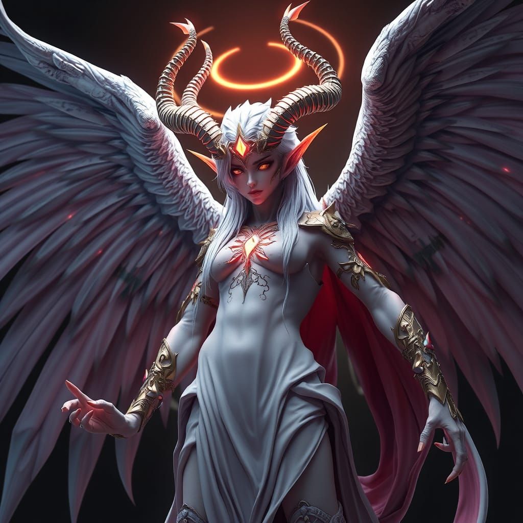 Angel Tiefling Nephilim Hybrid in Celestial Art
