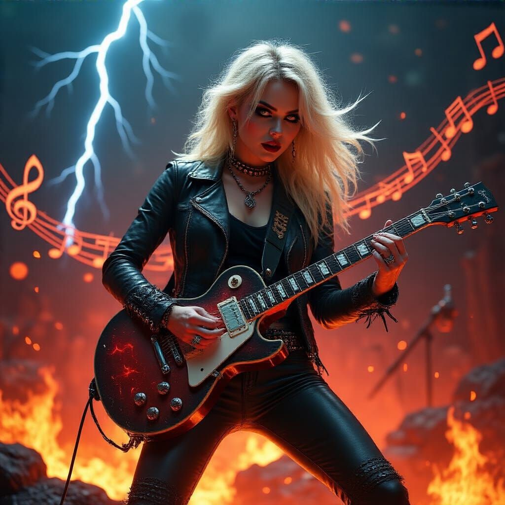 Glam Rocker Woman Performing on Stage