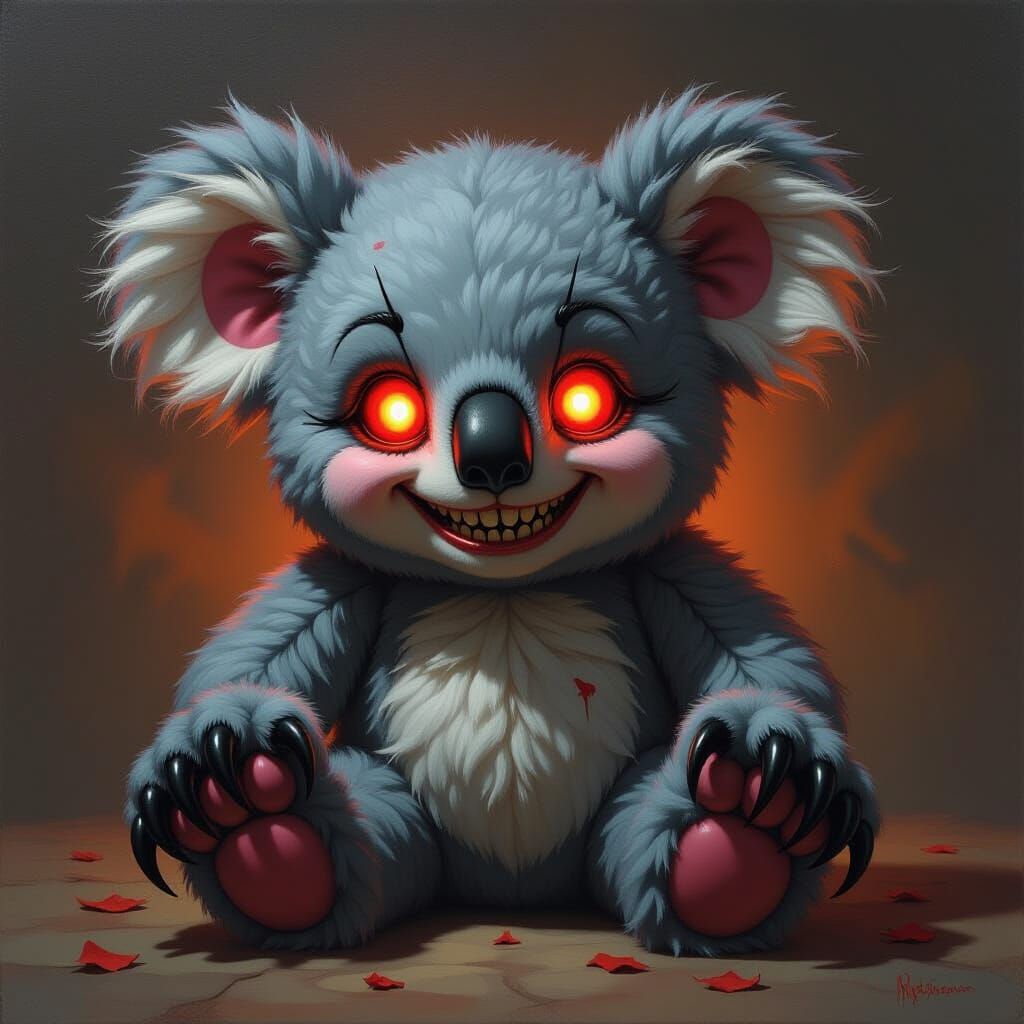 Evil Koala with Red Eyes and Claws