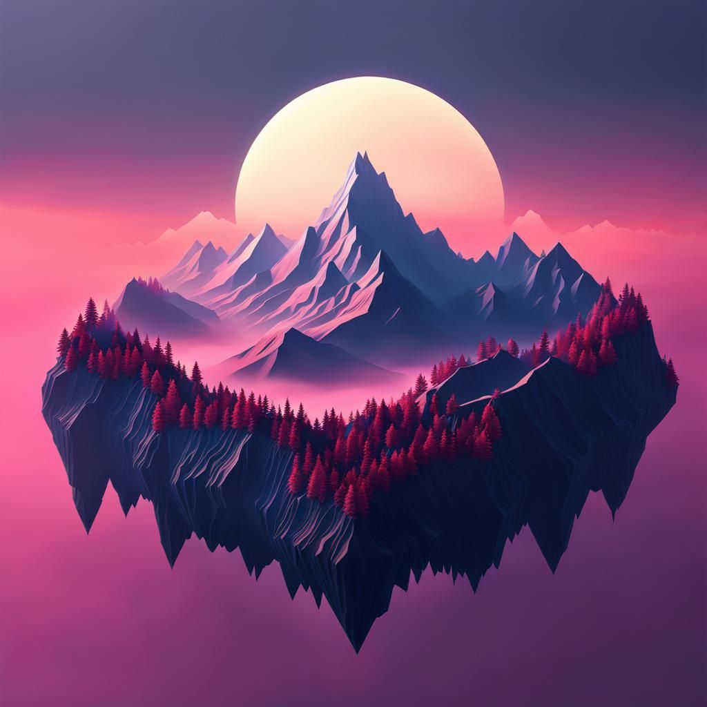 Mandelbrot Set: Isometric 3D Mountain Landscape