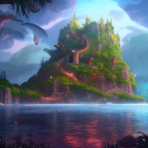 Laugh Tale Island: Fantastical Matte Painting in 8k