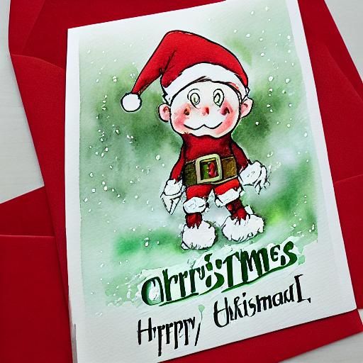 Charming Christmas Elf Watercolour Card