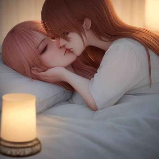 Passionate Kiss: Sensual Anime Art in 3D Style