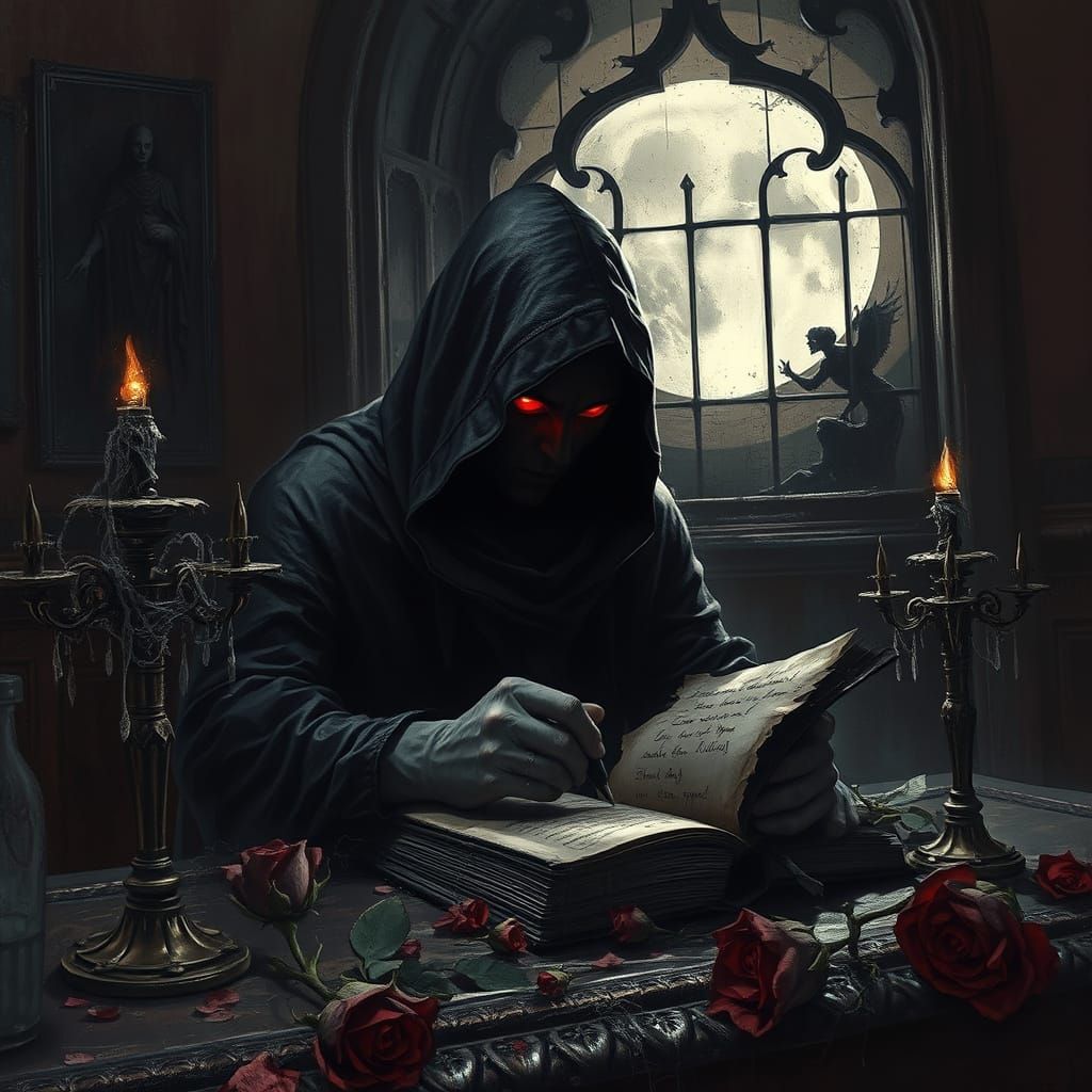 Dark Valentine's Scene in a Haunting Gothic Style