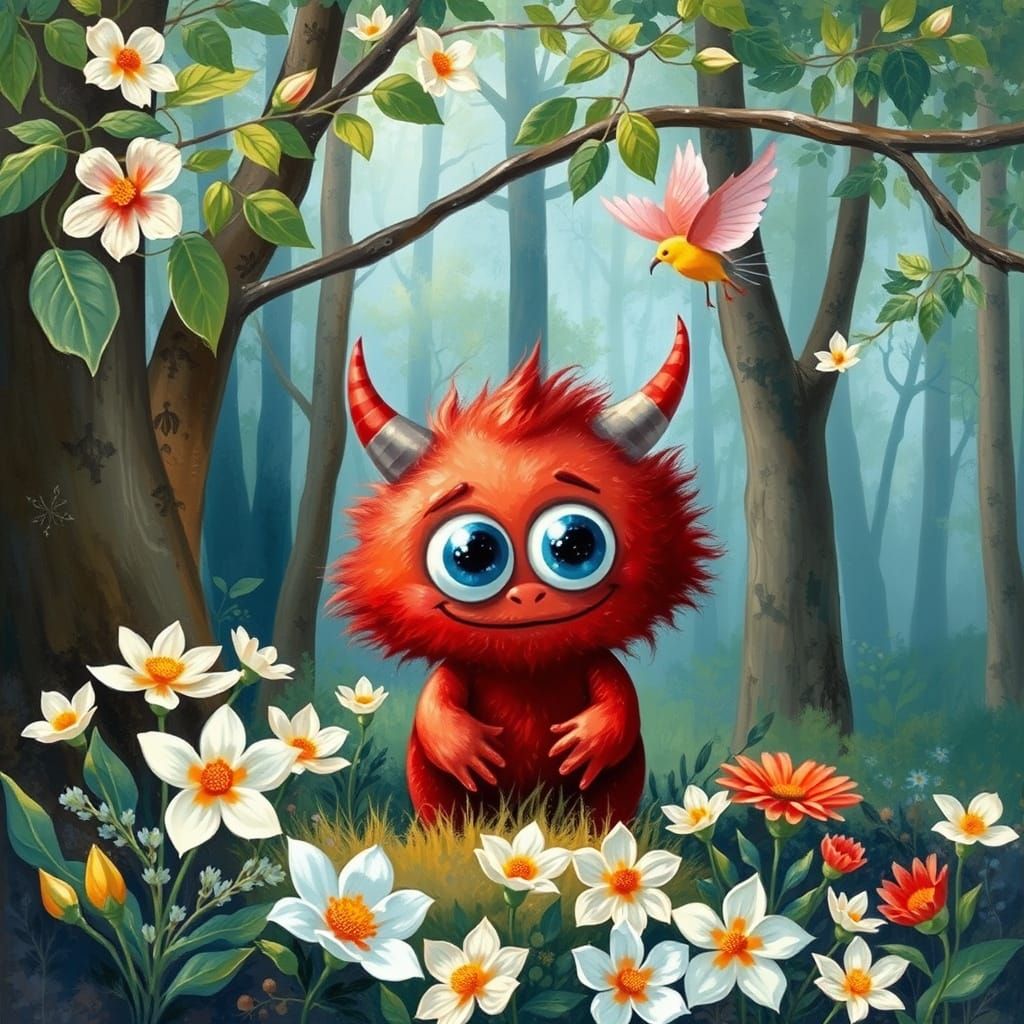 Un cute baby Monstro de color rojo esponjoso y fofo...👀👾EPIC MONSTER CREATIONS👾👀