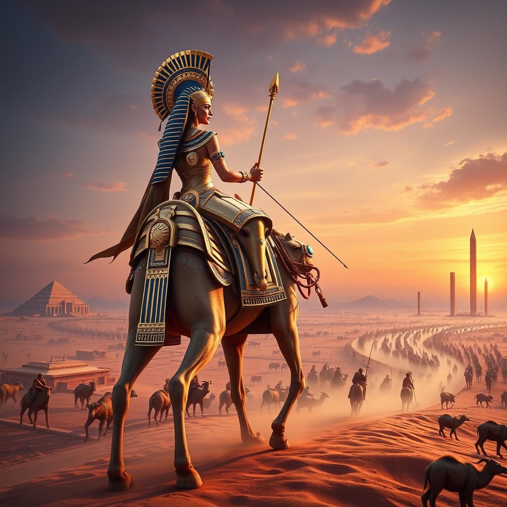 Egyptian Queen Leads Army in Epic Desert Vista