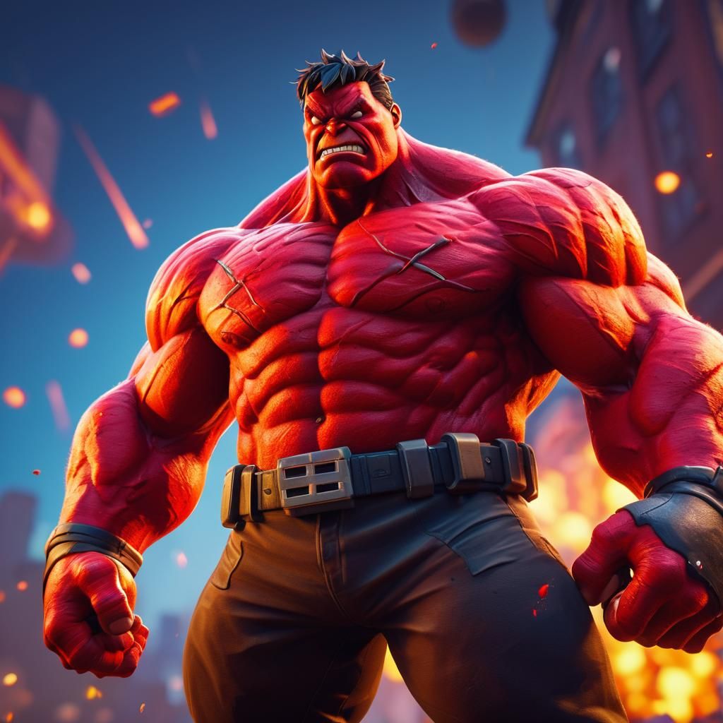 Red Hulk Transformation in Pixar-Style 3D Art