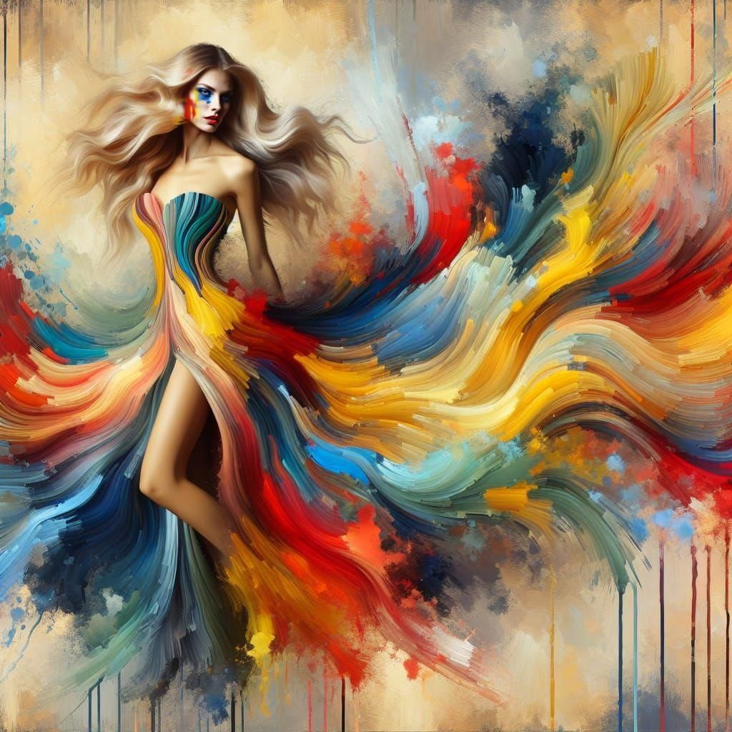 Dynamic Portrait of Woman in Pre-1912 Style