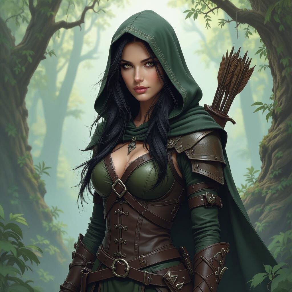 Mystical Wood Elf Ranger in Fantasy Art Style