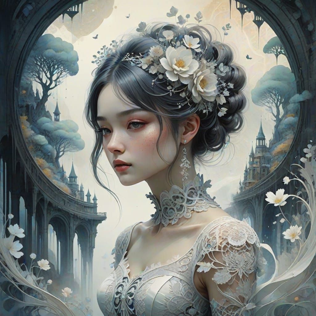 Whimsical Girl in Floral Tutu, Dreamy Watercolour Style