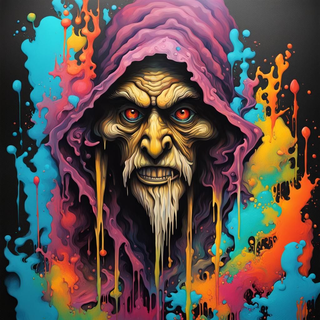 Baba Yaga in Graffiti Splash Art Style