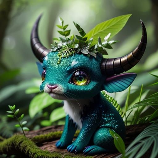 Cute Horned Alien with Plant Ecosystem Concept Art