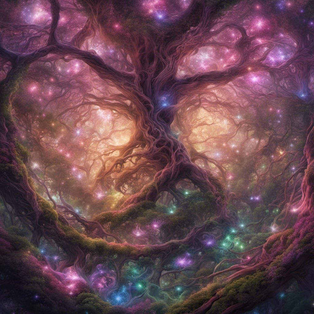 Fairies Dancing in Rainbow Forest with Fractal Lights