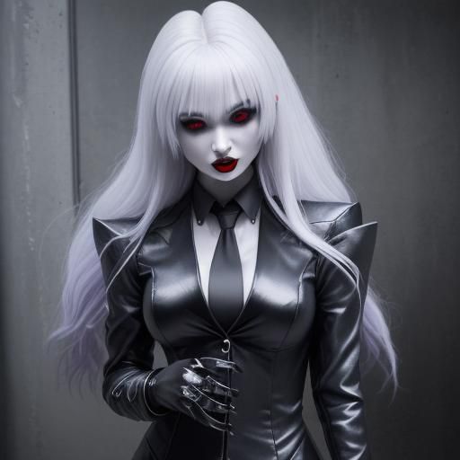 Vampire Kim Petras in Heavy Metal Style