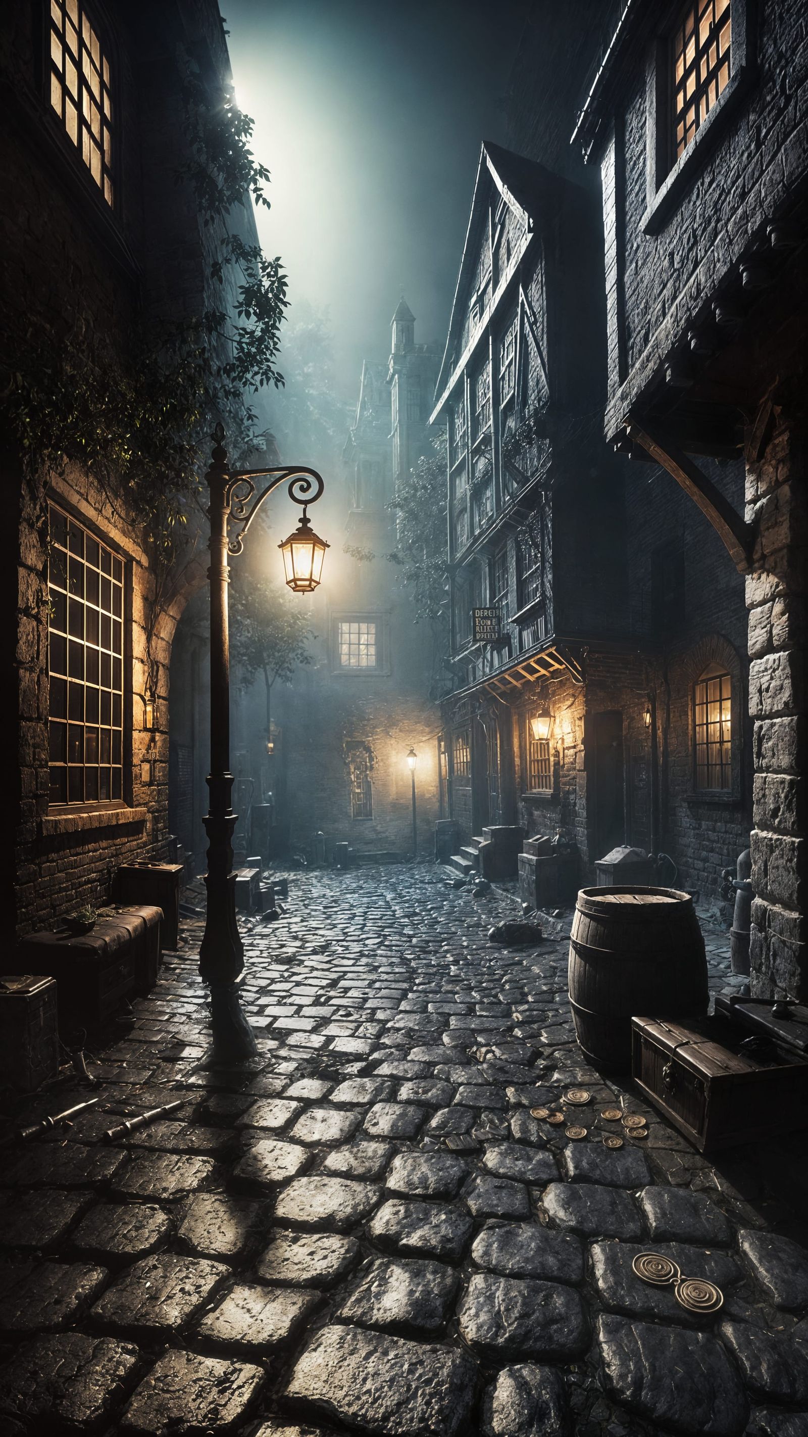 Moonlit Shadows in a Secret Alley