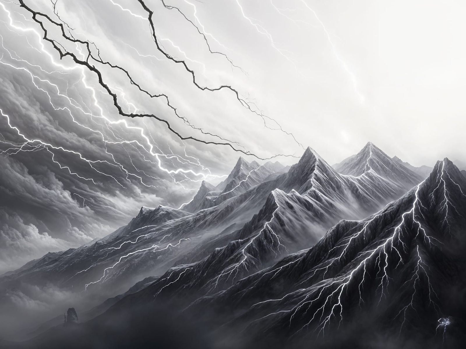 Mountainside Tempest Captured in Dramatic Lighting