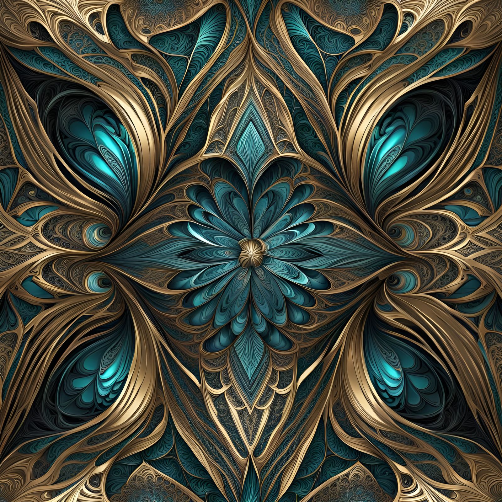 Art Deco Symmetrical Design in Metallic Colors