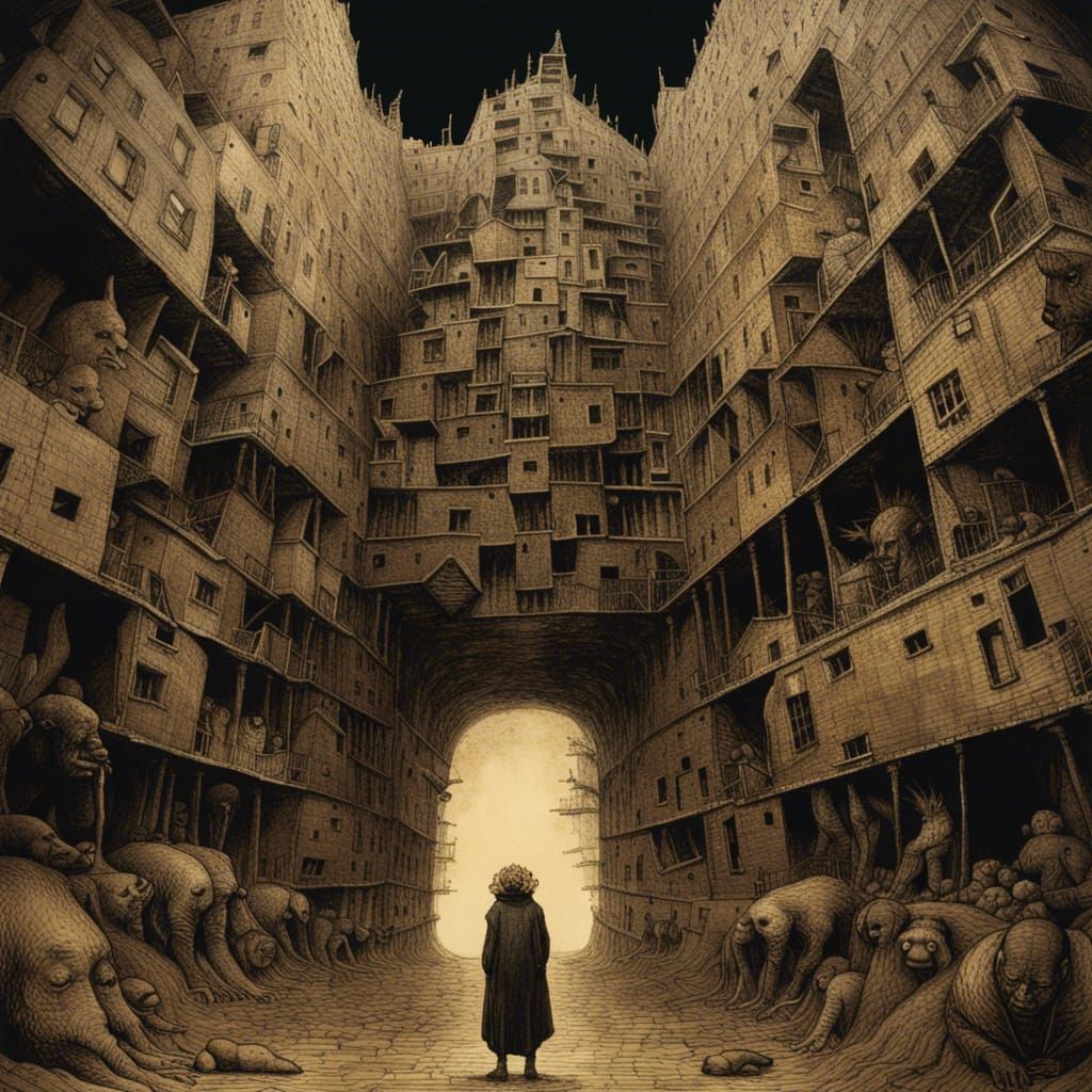 Dark Surreal Architecture in Beksinski Style