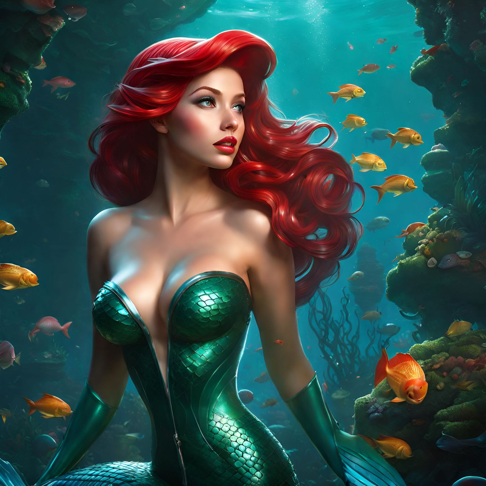 Ariel in Latex Harness: Hyperdetailed Fantasy Art