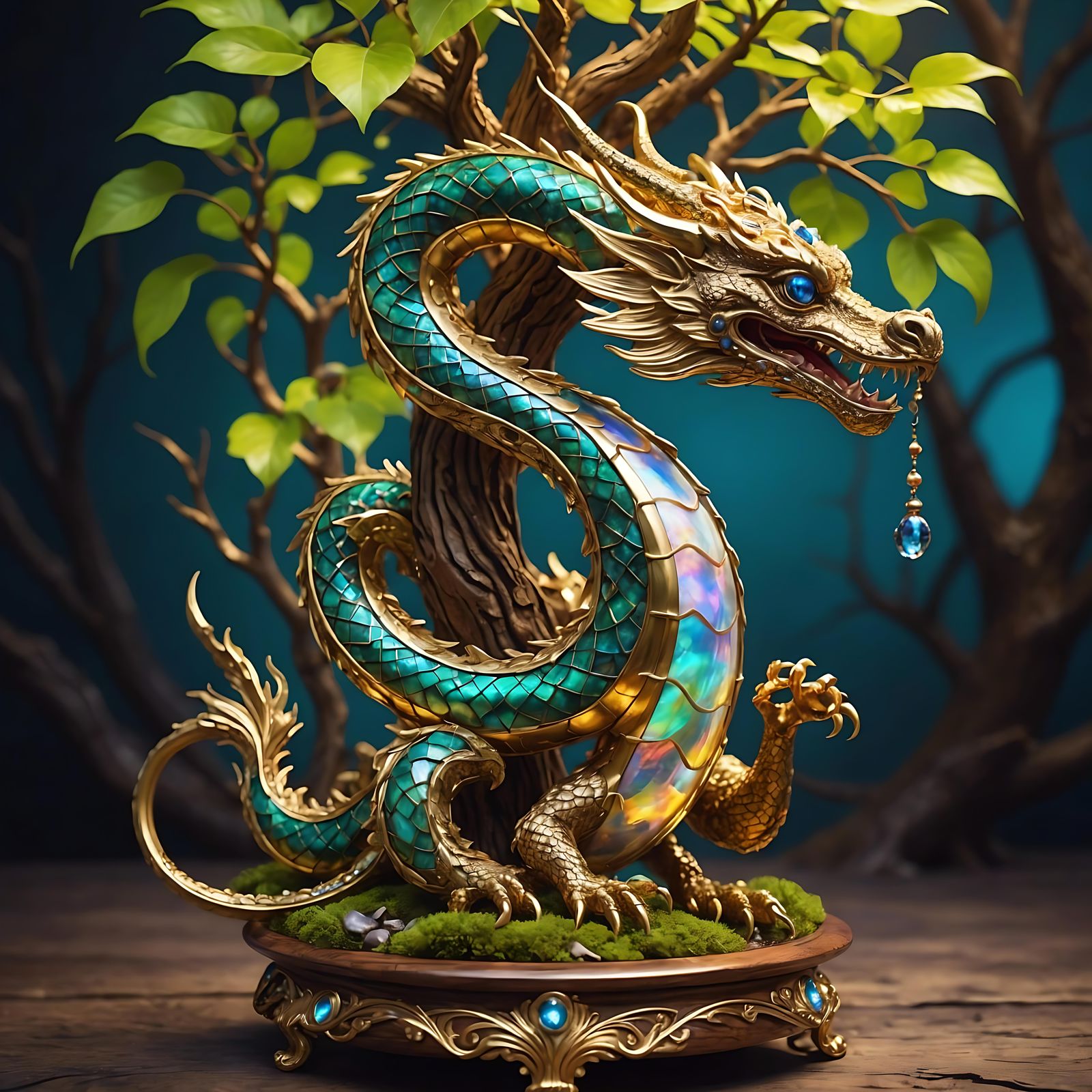 Faberge Dragon with Mother-of-Pearl Scales