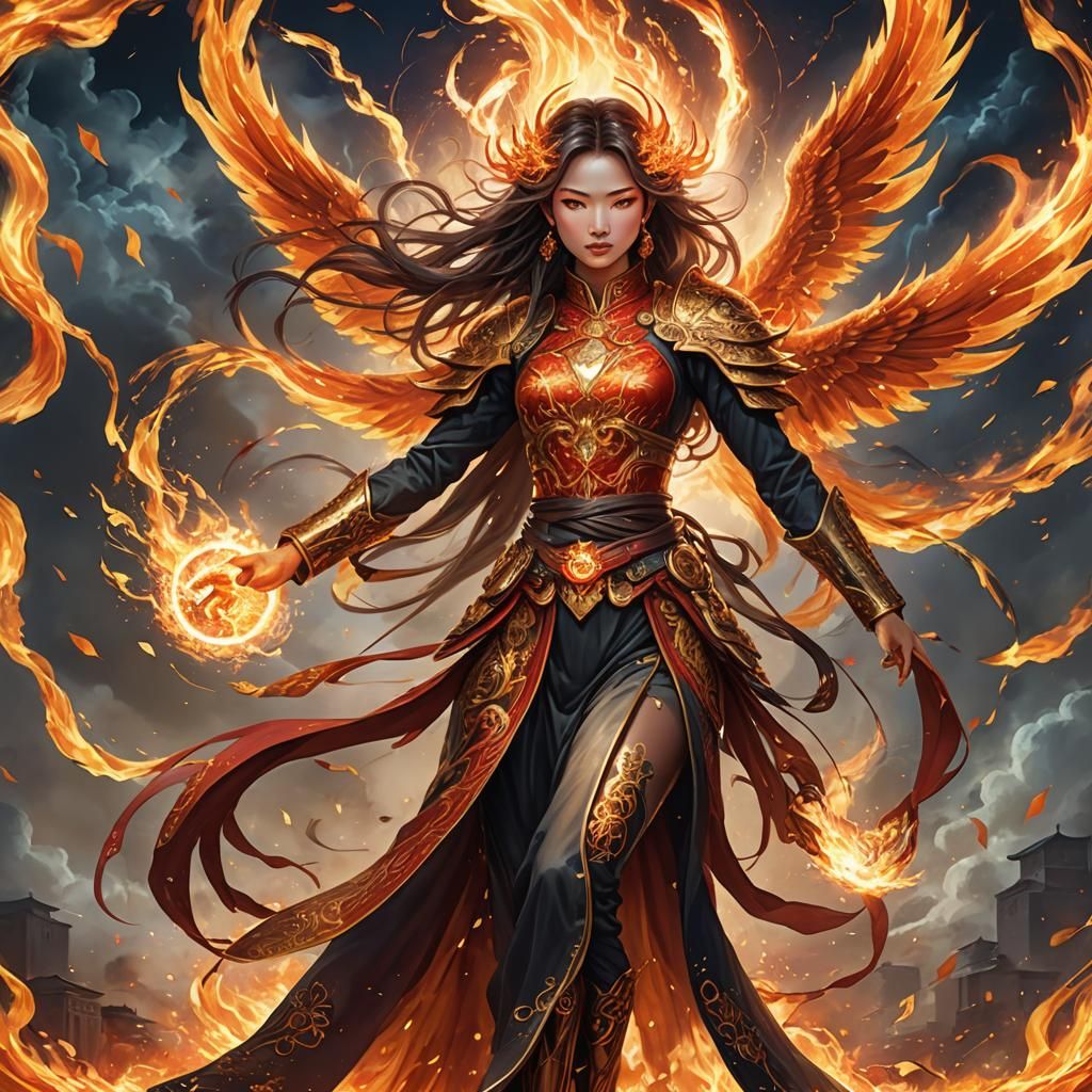 Fiery Qi Cultivator: Holographic Astral Illustration