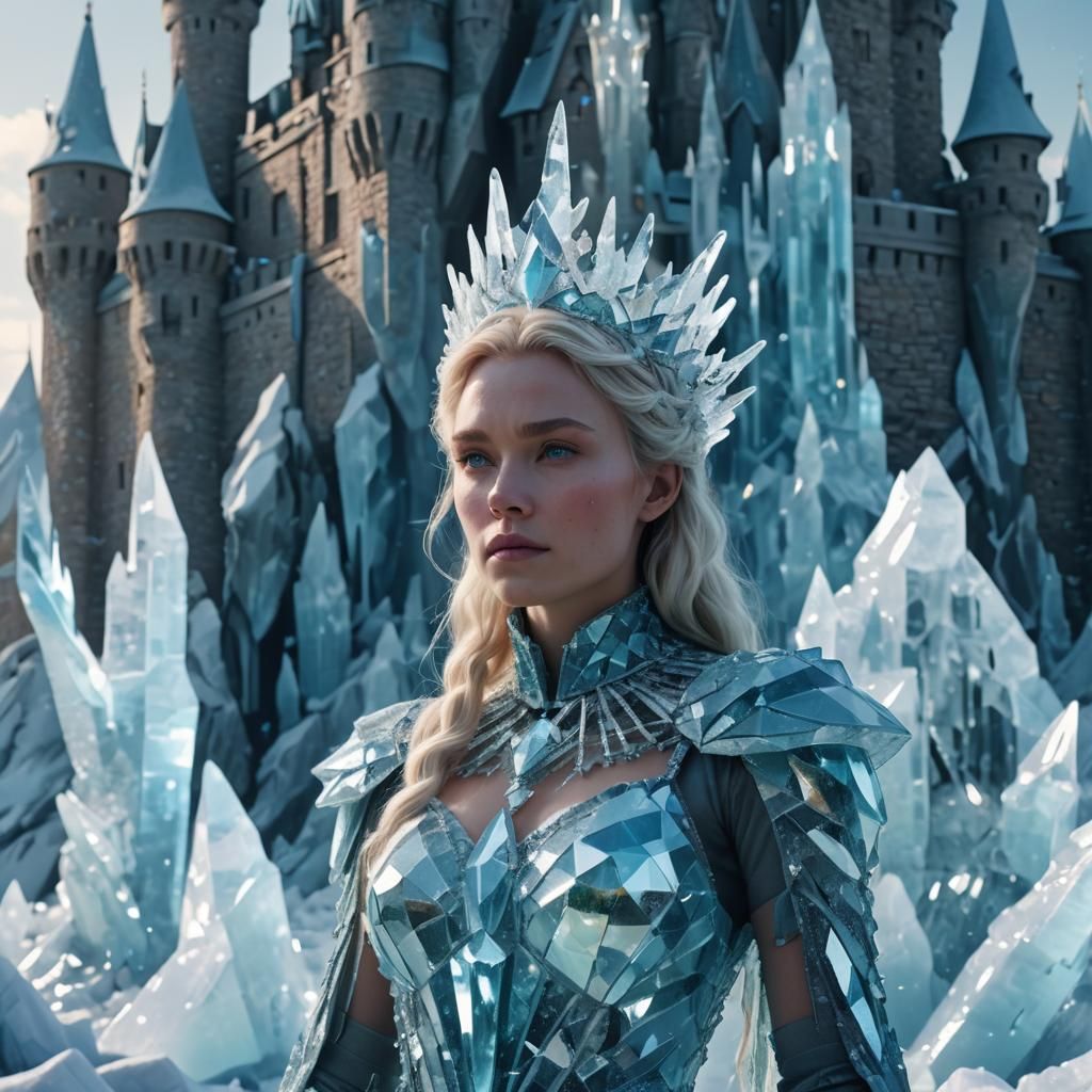 Icy Crystal Queen in a Shimmering Castle