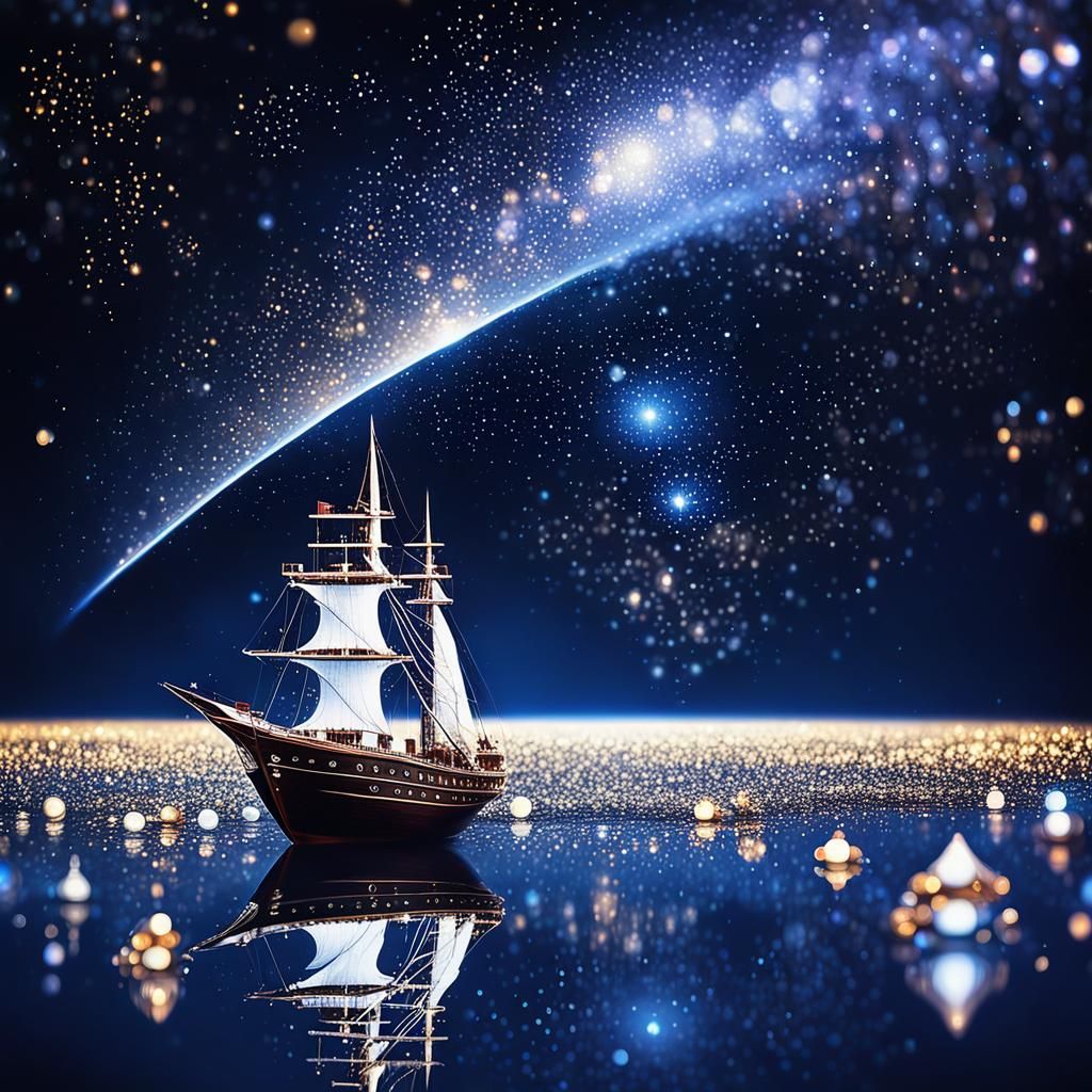 Cosmic Ship Sailing Through a River of Stars