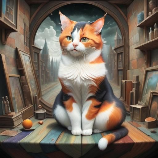 Calico Cat in Fractal Splash Style