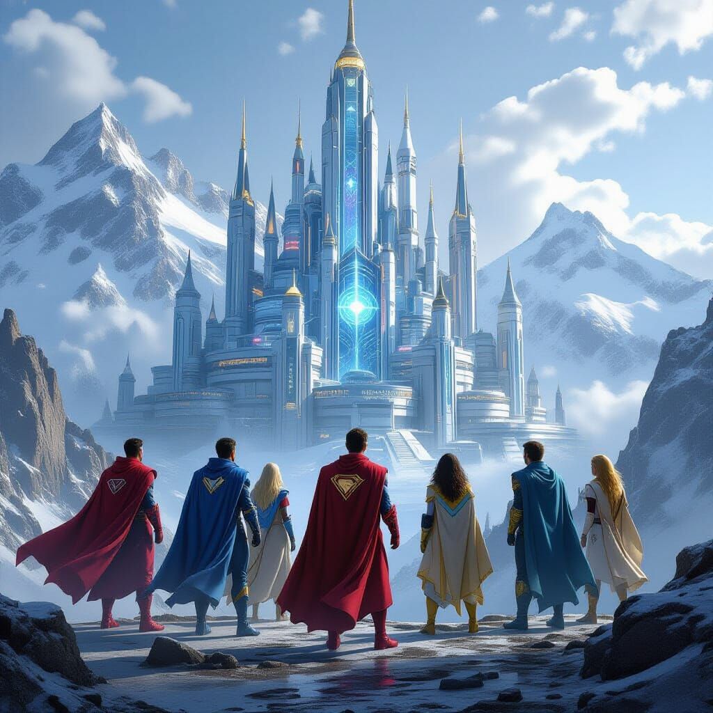 Superheroes in Futuristic Magic Fortress