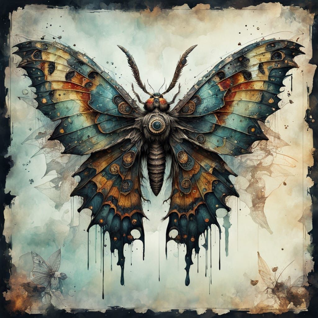 Majestic Gothic Moth in Steampunk Splendor
