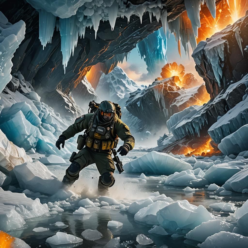 Soldier Crash in Antarctica: Cinematic Concept Art