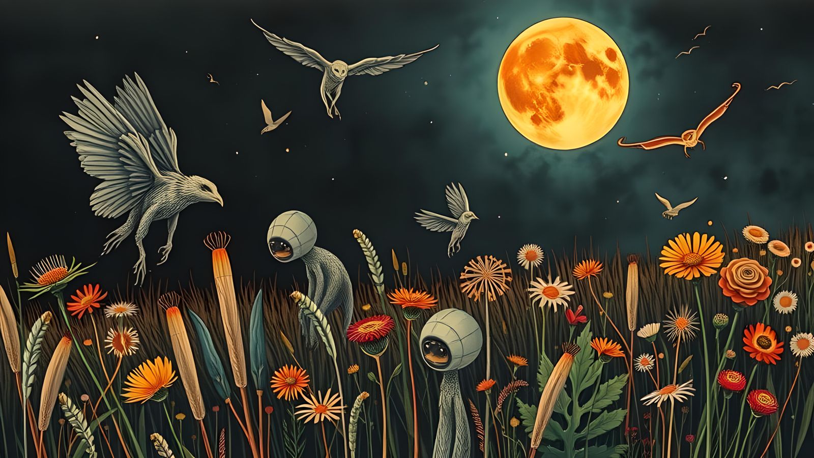 Cryptid Meadow: An Abstract Ink Landscape