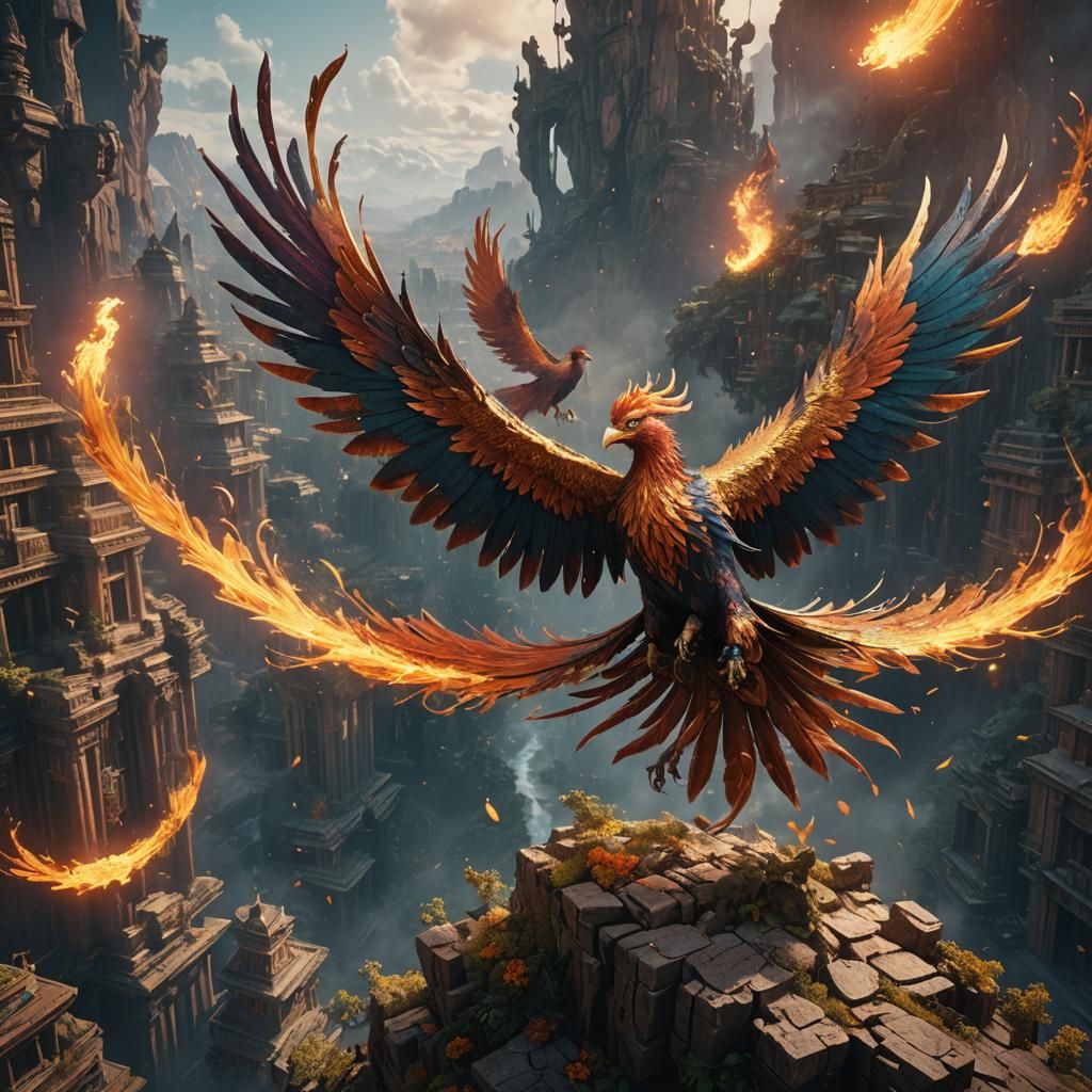 Majestic Phoenix in Flight: Fantasy Concept Art
