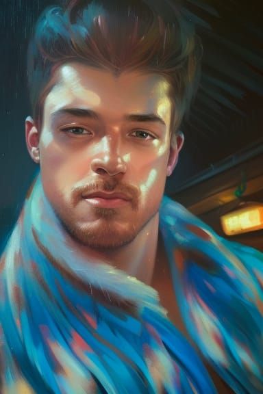 Tiki Bar Portrait in Art Nouveau Style