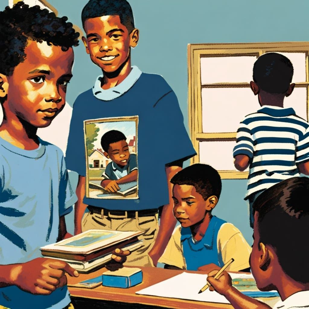 Father Drives Boys to School in Whimsical Morning Scene