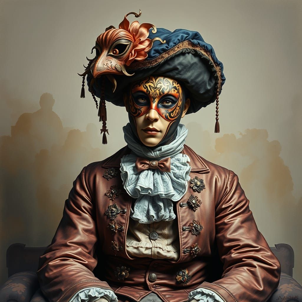 Commedia dell'Arte Portrait in Watercolour Style